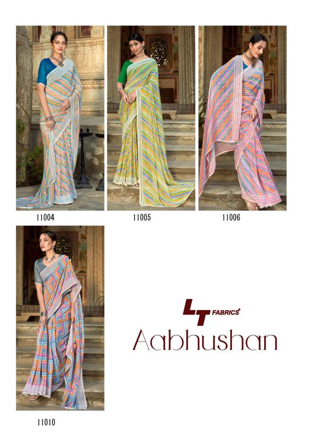 Lt Aabhushan Daily Wear Wholesale Printed Georgette Sarees Catalog
